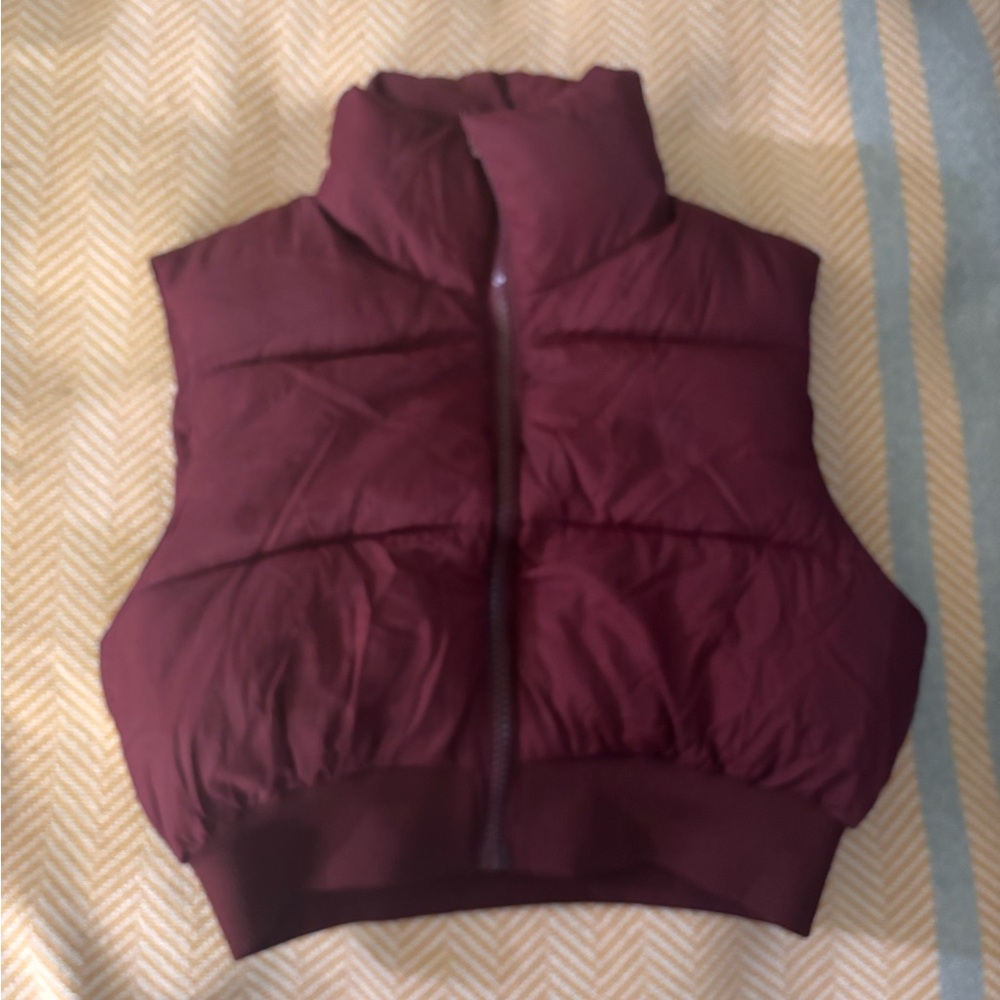 Cropped Puffer Vest Women Zip Up